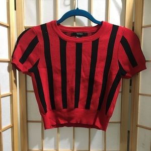 Red and black vertical striped crop top ***MUST BUY WITH BUNDLE ***